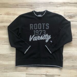 Roots Varsity 1973 Black and Gray Crewneck Sweater for Men